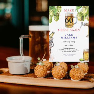 Invitation Fête d'anniversaire de bière Rétablir 60 à la gran