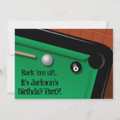 Invitation Fête d'anniversaire de billards (Devant)