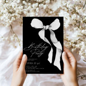 Invitation Fête d'anniversaire de Black Bow moderne