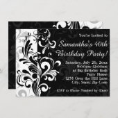 Invitation Fête d'anniversaire de Black Fountain Swirl (Devant / Derrière)