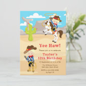 Invitation Fête d'anniversaire de Blonde Hair Cowboy (Debout devant)