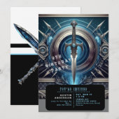 Invitation Fête d'anniversaire de Blue Sword Boy (Devant / Derrière)