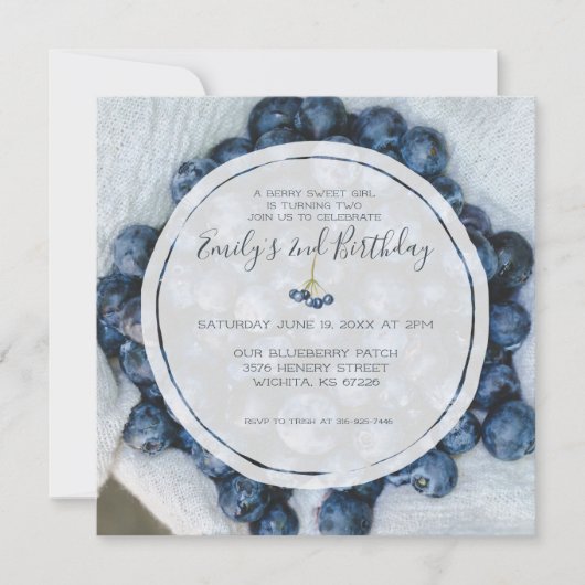 Invitation Fête d'anniversaire de Blueberry (Devant)