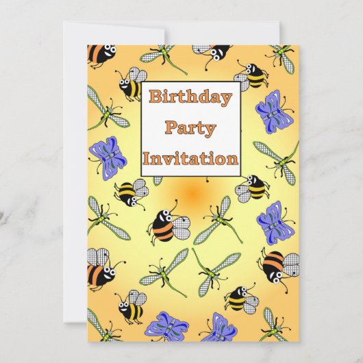 Invitation fête d'anniversaire de bogues (Devant)
