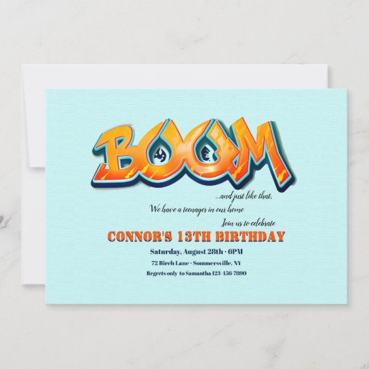 Invitation Fête d'anniversaire de Boom (Devant)