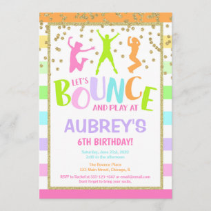 Invitation Fête d'anniversaire de Bounce Rainbow pastel parti