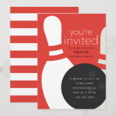 Invitation Fête d'anniversaire de bowling (Devant / Derrière)