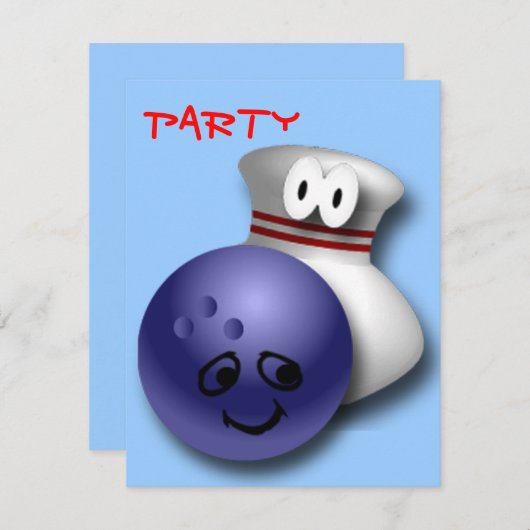 Invitation Fête d'anniversaire de bowling (Devant / Derrière)