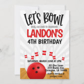 Invitation Fête d'anniversaire de bowling (Devant)
