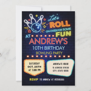 Invitation Fête d'anniversaire de bowling