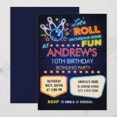 Invitation Fête d'anniversaire de bowling (Devant / Derrière)
