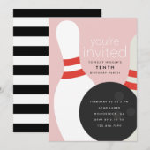 Invitation Fête d'anniversaire de bowling (Devant / Derrière)