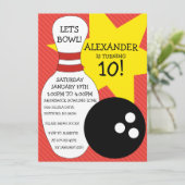 Invitation Fête d'anniversaire de bowling de coup de bowling (Debout devant)
