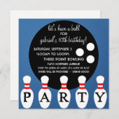 Invitation Fête d'anniversaire de bowling de partie de Pin de (Devant / Derrière)