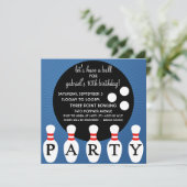 Invitation Fête d'anniversaire de bowling de partie de Pin de (Debout devant)