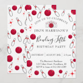Invitation Fête d'anniversaire de bowling pour garçon 5 ans (Devant / Derrière)