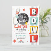 Invitation Fête d'anniversaire de bowling rétro (Debout devant)