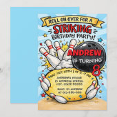 Invitation Fête d'anniversaire de bowling sur mesure pour enf (Devant / Derrière)