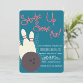 Invitation Fête d'anniversaire de Bowling vintage (Debout devant)