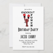 Invitation Fête d'anniversaire de boxe de homard coup de grâc (Devant)