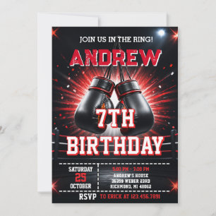 Invitation Fête d'anniversaire de boxe personnalisée