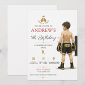 Invitation Fête d'anniversaire de boxe personnalisée (Devant / Derrière)