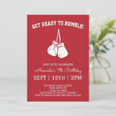Invitation Fête d'anniversaire de boxe rouge (Debout devant)