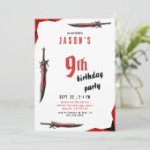 Invitation Fête d'anniversaire de Boy Red Sword II (Debout devant)