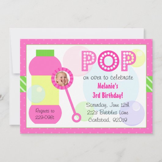 Invitation Fête d'anniversaire de bulles (Devant)