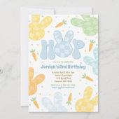 Invitation Fête d'anniversaire de Bunny moderne Printemps fêt (Devant)