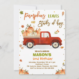 Invitation Fête d'anniversaire de camion de citrouille Annive