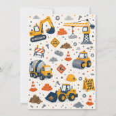 Invitation Fête d'anniversaire de camion de construction (Dos)