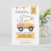 Invitation Fête d'anniversaire de camion de construction avec (Debout devant)