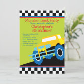 Invitation Fête d'anniversaire de camion de monstre pour des (Debout devant)