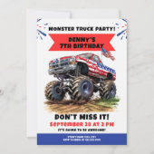 Invitation Fête d'anniversaire de camion monster avec audacie (Devant)