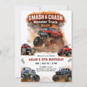 Invitation Fête d'anniversaire de camion monstre Bash Garçons (Devant)