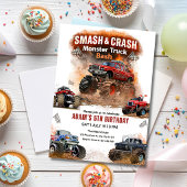 Invitation Fête d'anniversaire de camion monstre Bash Garçons