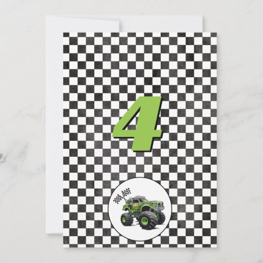 Invitation Fête d'anniversaire de camion monstre fluorescent (Dos)