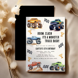 Invitation Fête d'anniversaire de camion monstre pour enfants