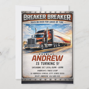 Invitation Fête d'anniversaire de camion poids lourd personne