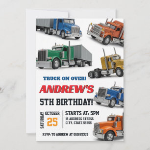 Invitation Fête d'anniversaire de camion semi-remorque person