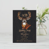Invitation Fête d'anniversaire de campagne rustique de cerf e (Debout devant)