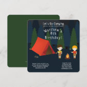 Invitation Fête d'anniversaire de camping (Devant / Derrière)