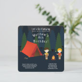 Invitation Fête d'anniversaire de camping (Debout devant)