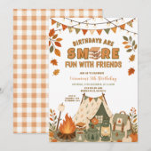 Invitation Fête d'anniversaire de camping avec des amis S'mor (Devant / Derrière)