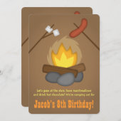 Invitation Fête d'anniversaire de camping de feu (Devant / Derrière)