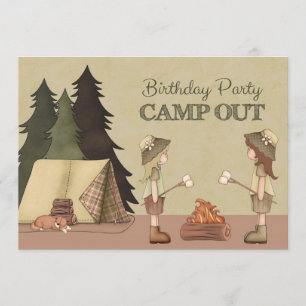 Invitation Fête d'anniversaire de camping pour filles