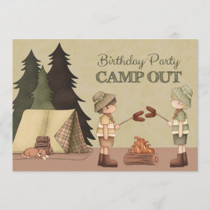 Invitation Fête d'anniversaire de camping pour garçons