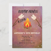 Invitation Fête d'anniversaire de Campout de feu (Devant)