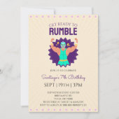 Invitation Fête d'anniversaire de catch rétro (Devant)